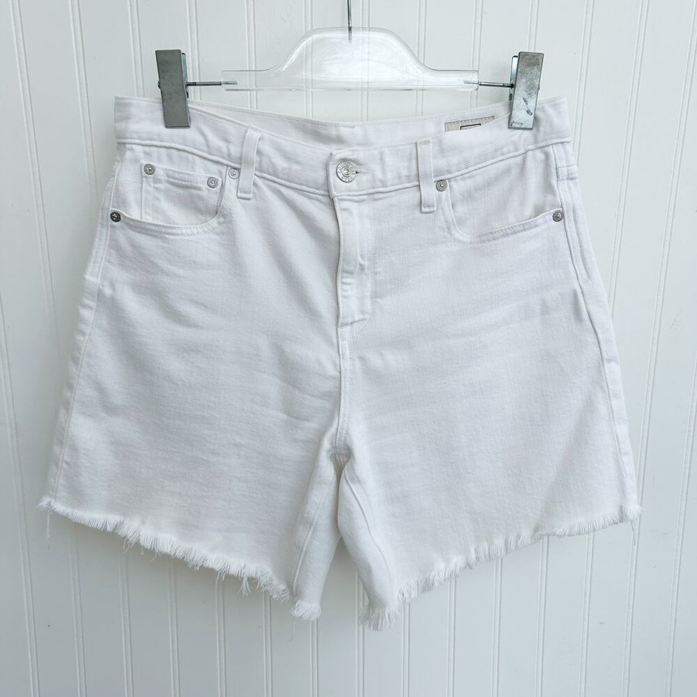 AYR The Day Off Frayed Jean Shorts White Denim High Rise Relaxed Fit Size 26